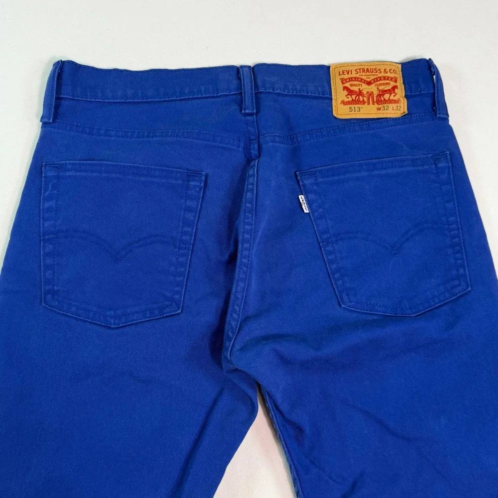Levis 513‎ Slim Straight Jeans Mens 32x32 Vibrant Blue Stretch Denim Pants